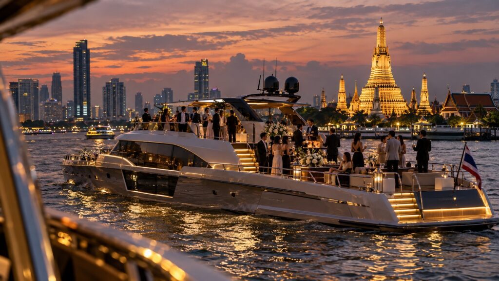 a view of a vip boat party from another boat's perspective
